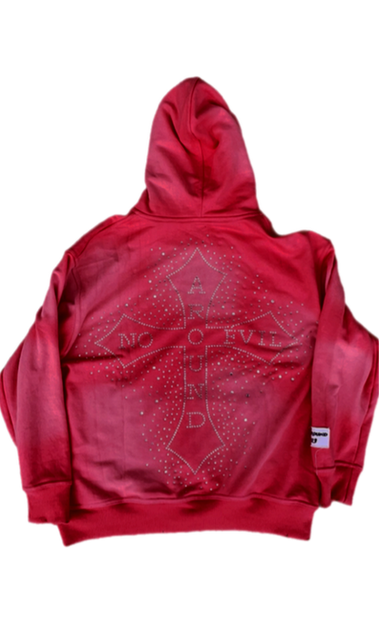 “Evil Is The Root To All Problems” acid wash zip-ups