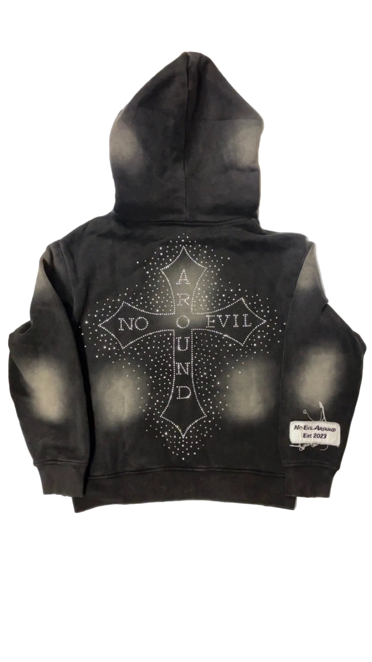 “Evil Is The Root To All Problems” acid wash zip-ups