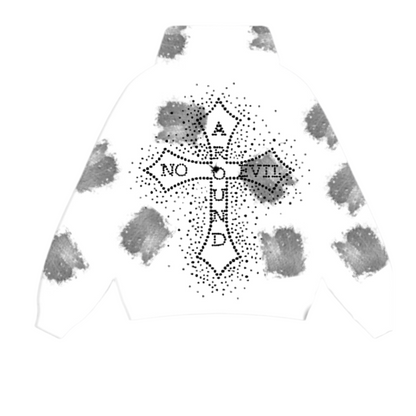 “Evil Is The Root To All Problems” acid wash zip-ups