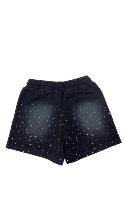 “Evil Is The Root To All Problems” acid wash shorts