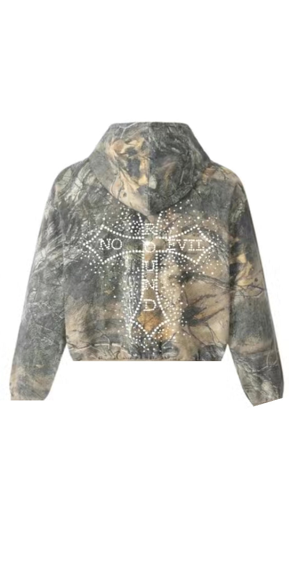 “Evil Is The Root To All Problems” acid wash zip-ups