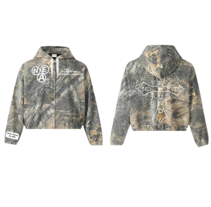 Camouflage zip-up and shorts SET