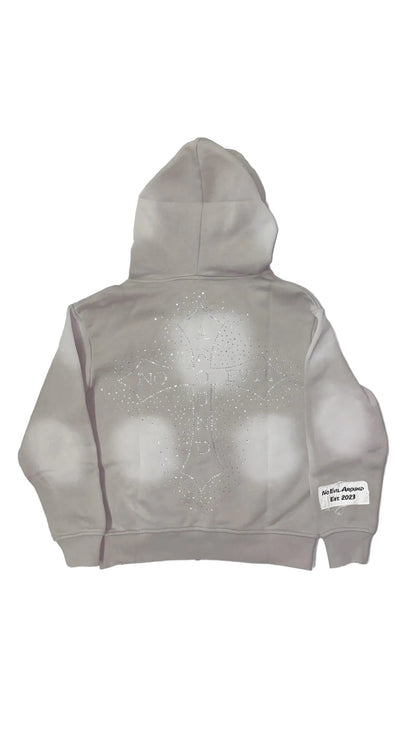 “Evil Is The Root To All Problems” acid wash zip-ups