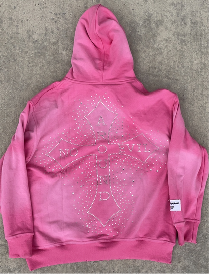 “Evil Is The Root To All Problems” acid wash zip-ups